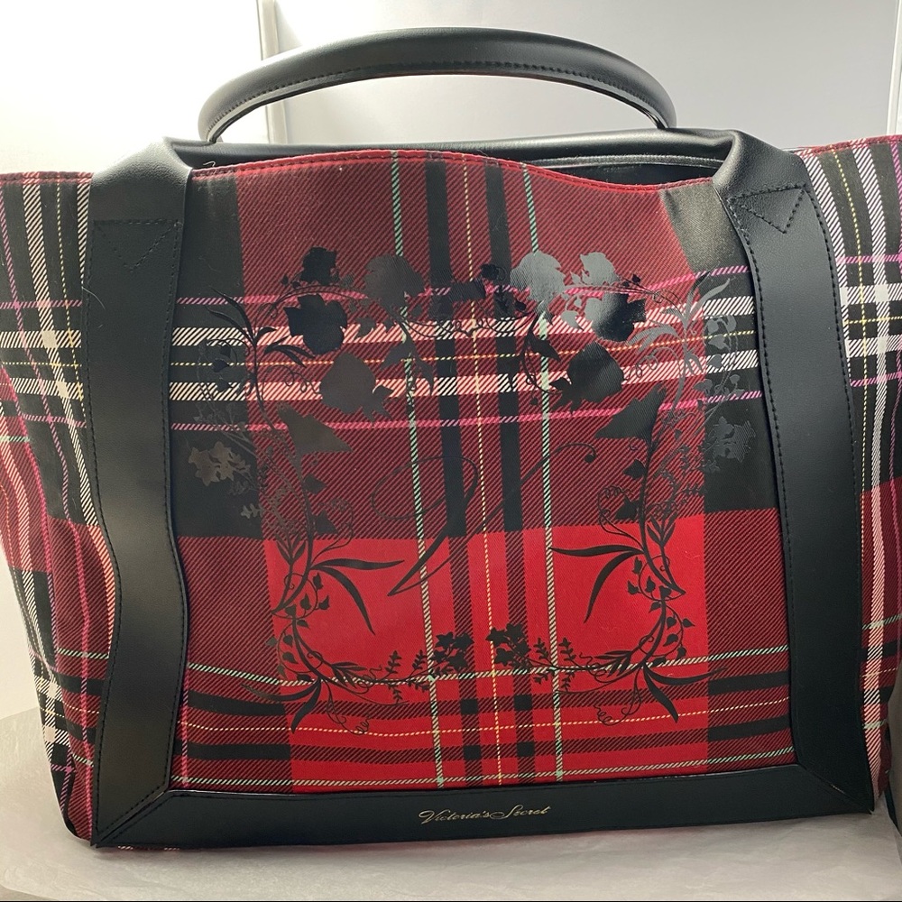 Victoria Secret Plaid Red/Black Large Bag Tote